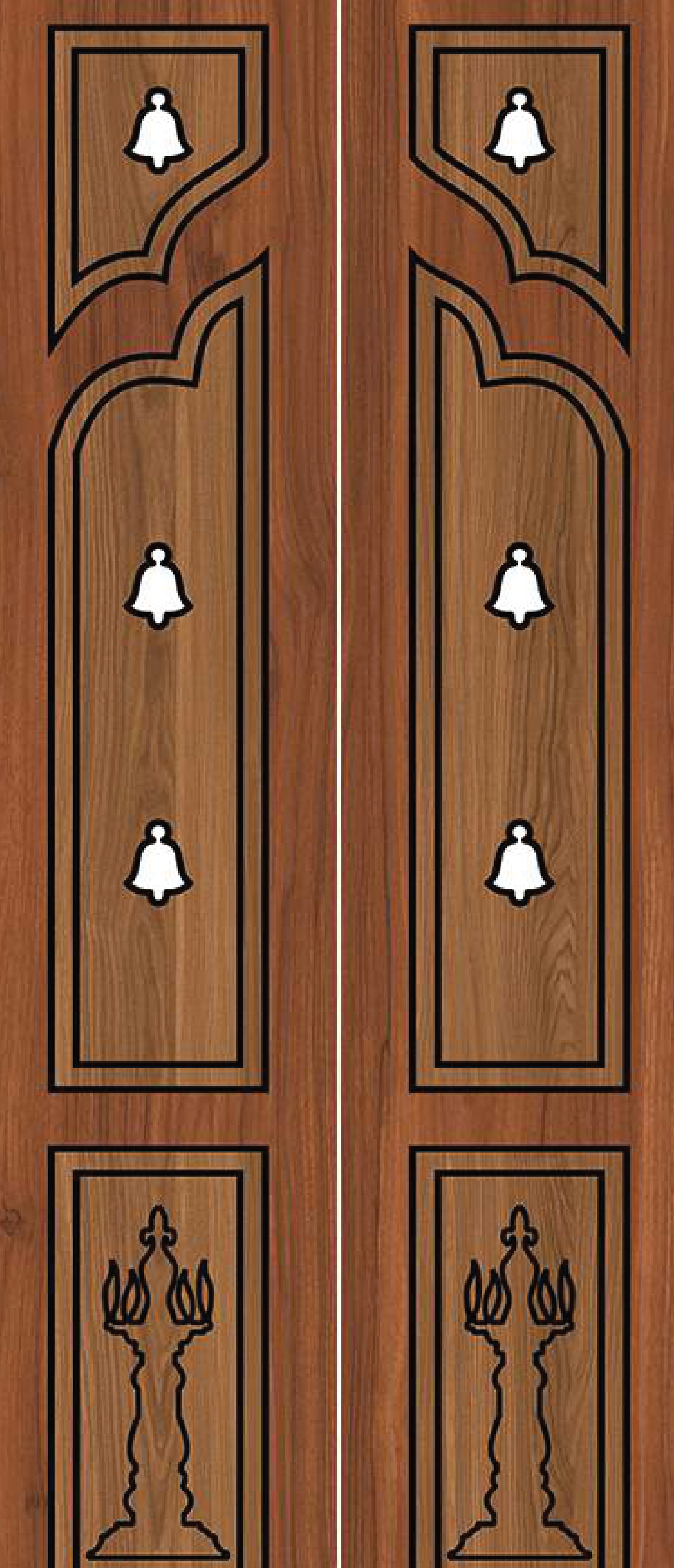 Primium laminated pooja door - 081535-1